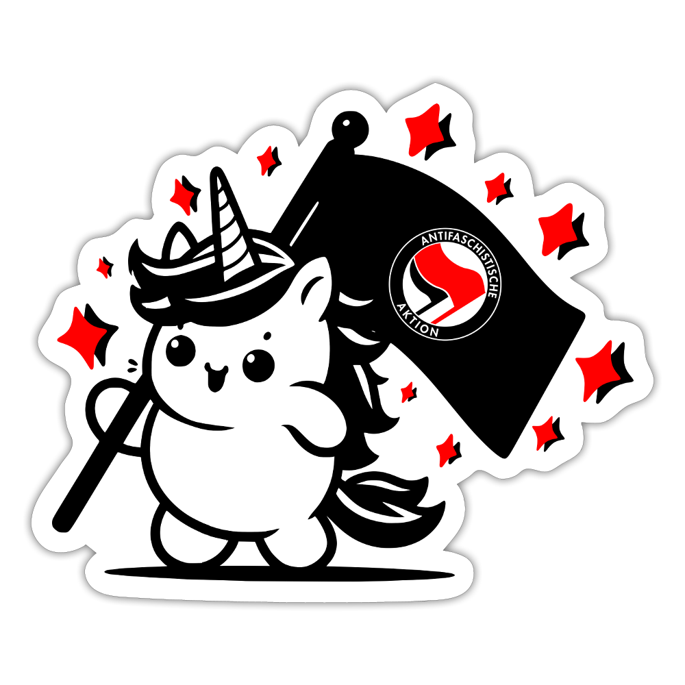 Einhorn Antifa - Sticker (groß) - Mattweiß