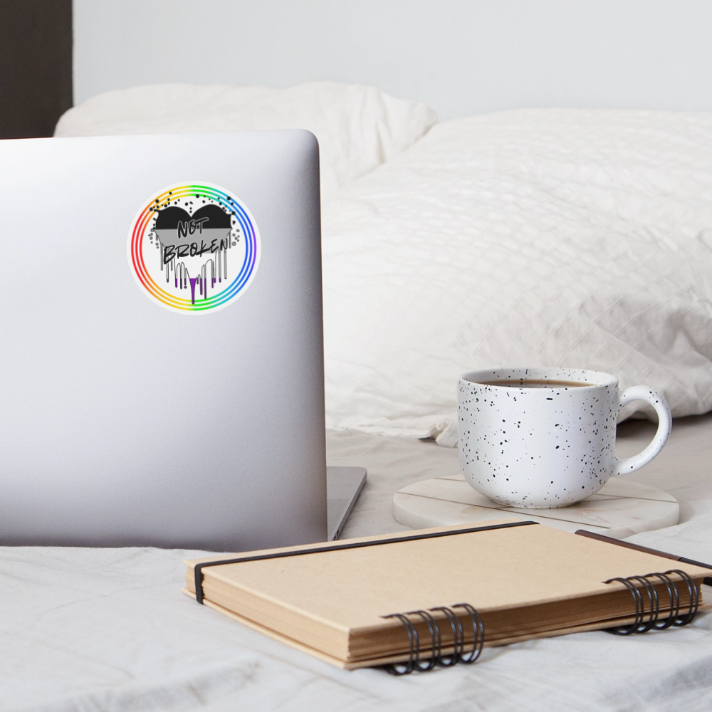 Asexual Not Broken "Regenbogenkreis Edition" - Sticker (groß) - Mattweiß