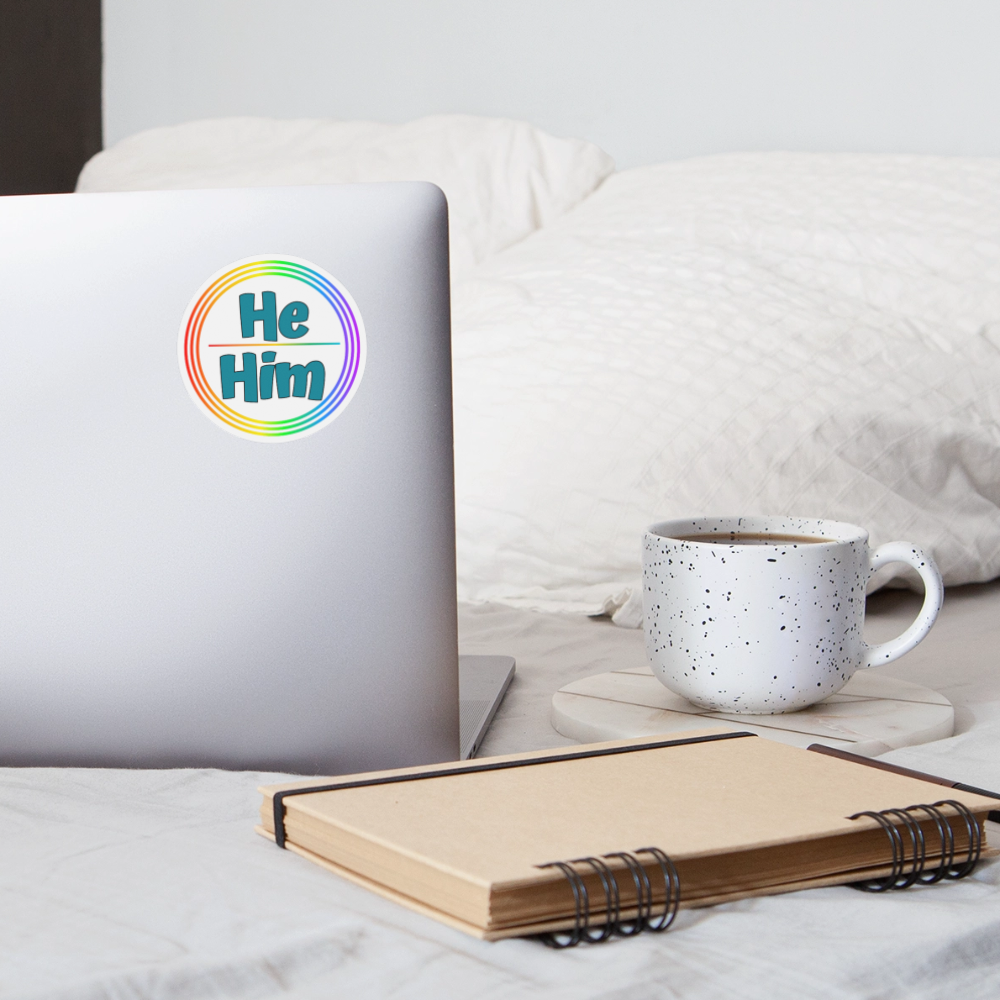 He/Him Pronomen Regenbogenkreis - Sticker (groß) - Mattweiß