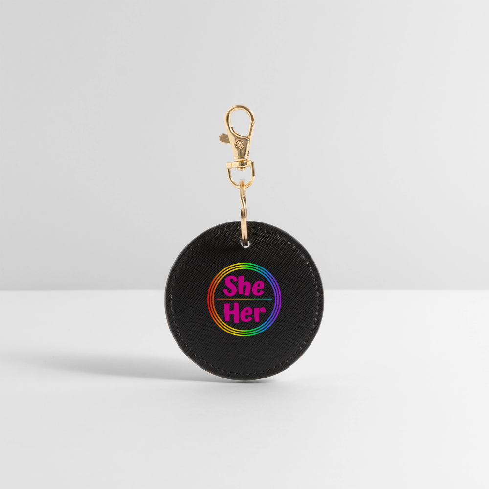 She/Her Pronomen Regenbogenkreis - BOUTIQUE Schlüsselanhänger - Schwarz