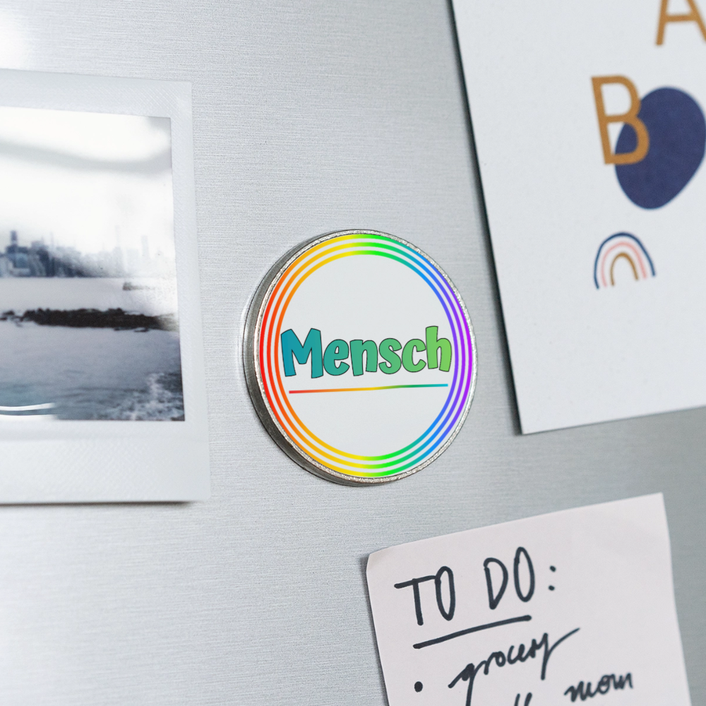 Mensch Pronomen Regenbogenkreis - Runder Kühlschrankmagnet - Weiß