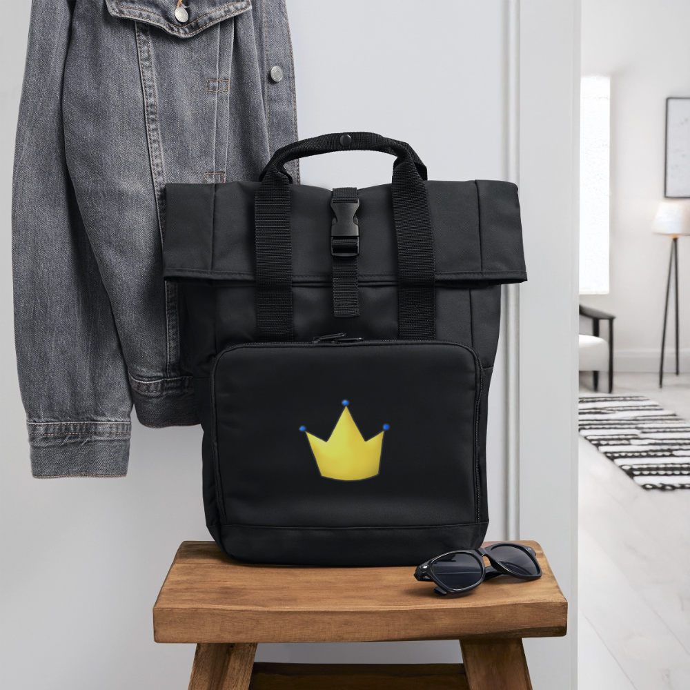 Survivor Queens Logo "Krone Edition" - Rolltop Rucksack mit zwei Griffen - Schwarz