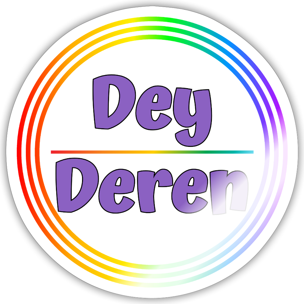 Dey/Deren Pronomen Regenbogenkreis - Sticker (groß) - Weiß glänzend