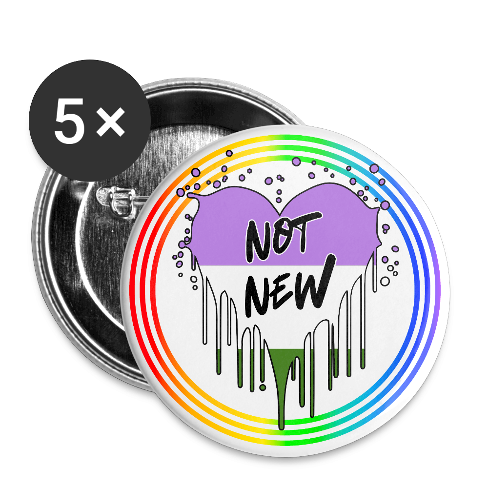 Genderqueer Not New "Regenbogenkreis Edition" - Buttons klein 5x - Weiß
