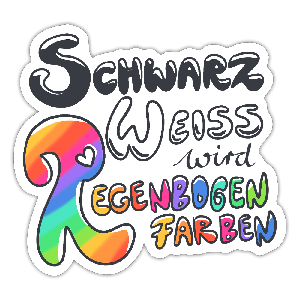 Schwarz Weiß wird Regenbogen Farben - Sticker (groß) - Mattweiß