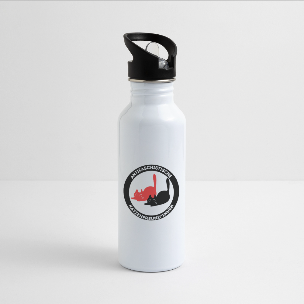 Antifaschistische Katzenfreund*innen - Trinkflasche - Weiß