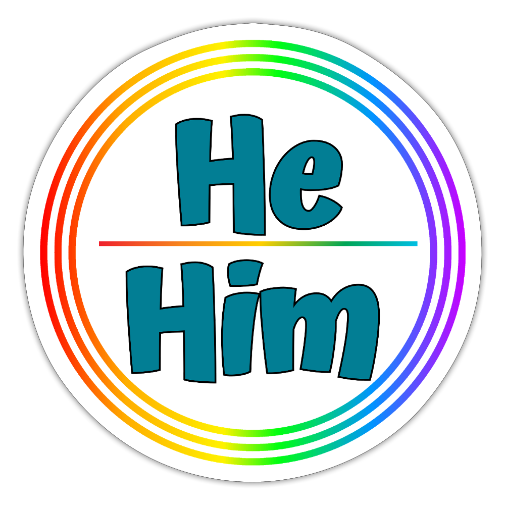 He/Him Pronomen Regenbogenkreis - Sticker (groß) - Mattweiß