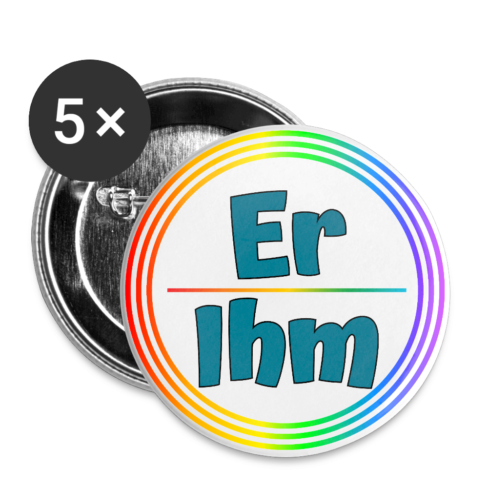 Er/Ihm Pronomen Regenbogenkreis - Buttons klein 5x - Weiß