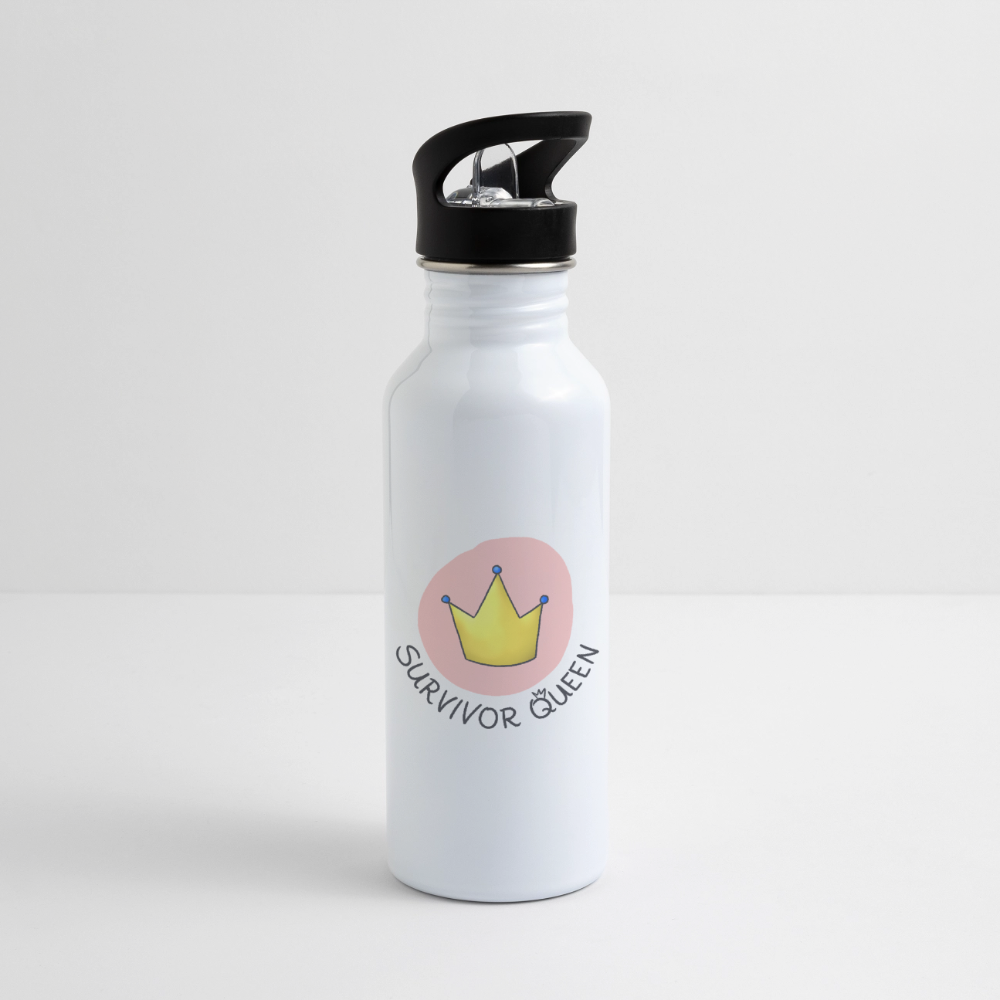 Survivor Queens Logo "Pink Bubble Edition" - Trinkflasche - Weiß