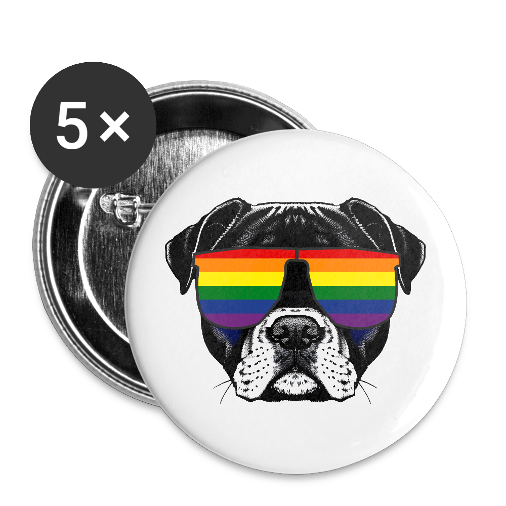 Regenbogen Doggo - Buttons klein 5x - Weiß