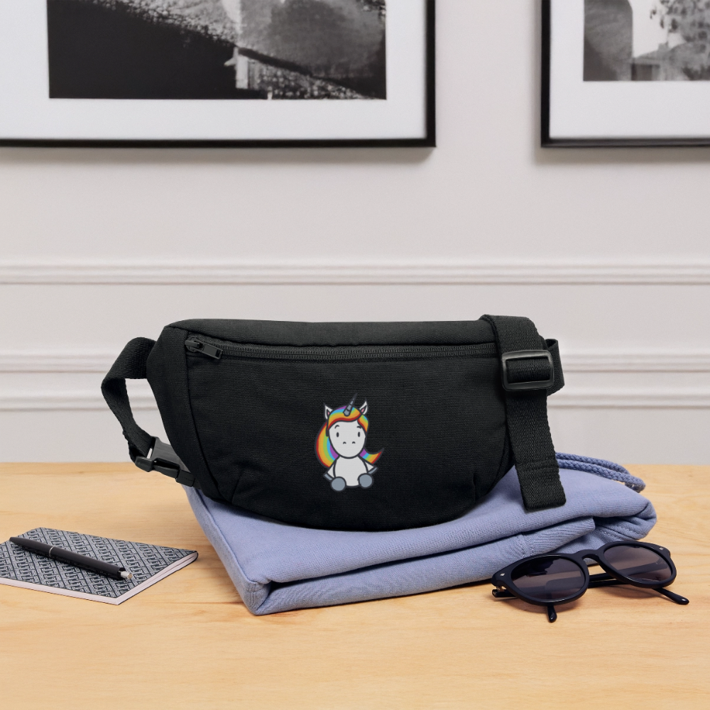 Einhorn mit Regenbogen Haaren - Stanley/Stella recycelte Gürteltasche - Schwarz