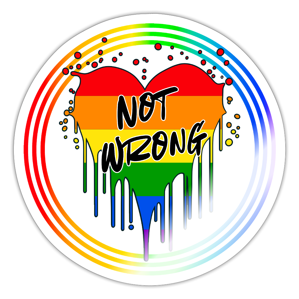 Queer Not Wrong "Regenbogenkreis Edition" - Sticker (groß) - Weiß glänzend