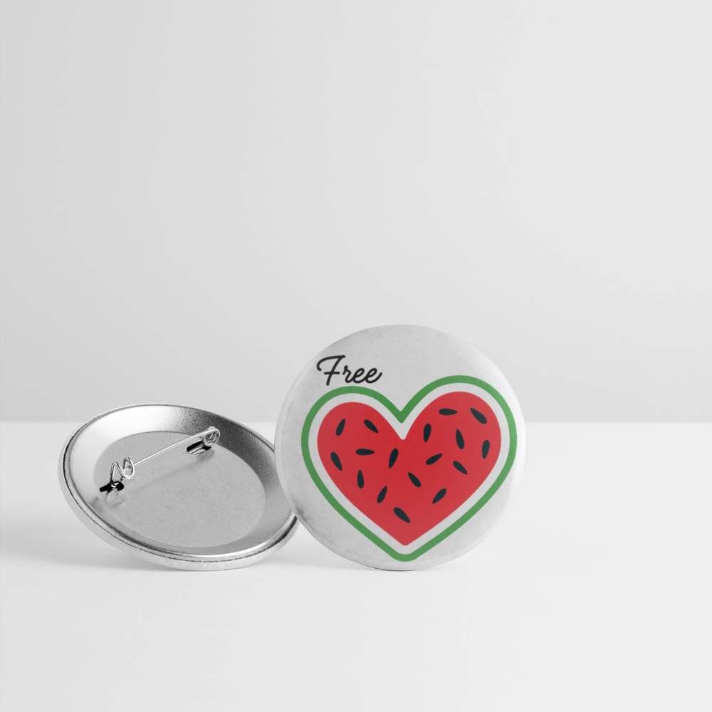 Free Palestine "Melon Heart Edition" - Buttons klein 5x - Weiß