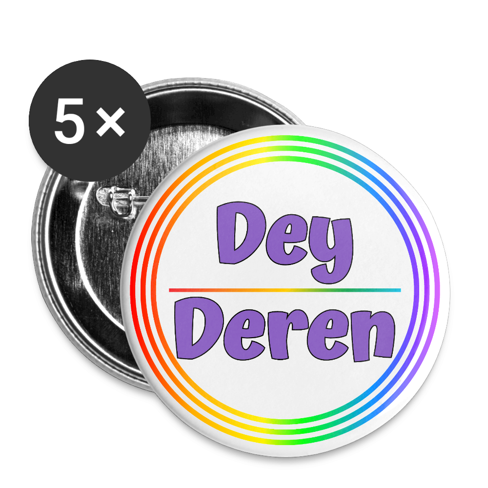Dey/Deren Pronomen Regenbogenkreis - Buttons klein 5x - Weiß
