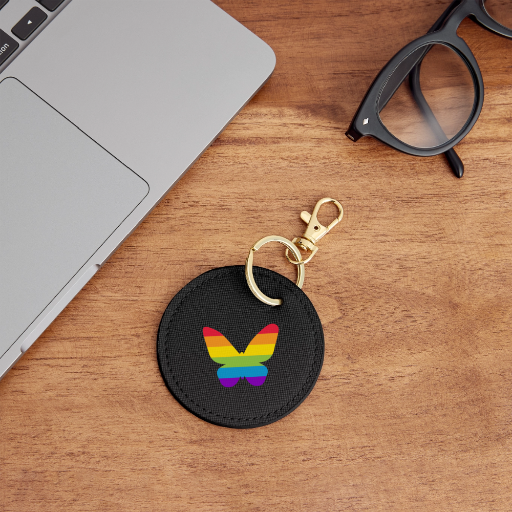 Regenbogen Schmetterling - BOUTIQUE Schlüsselanhänger - Schwarz
