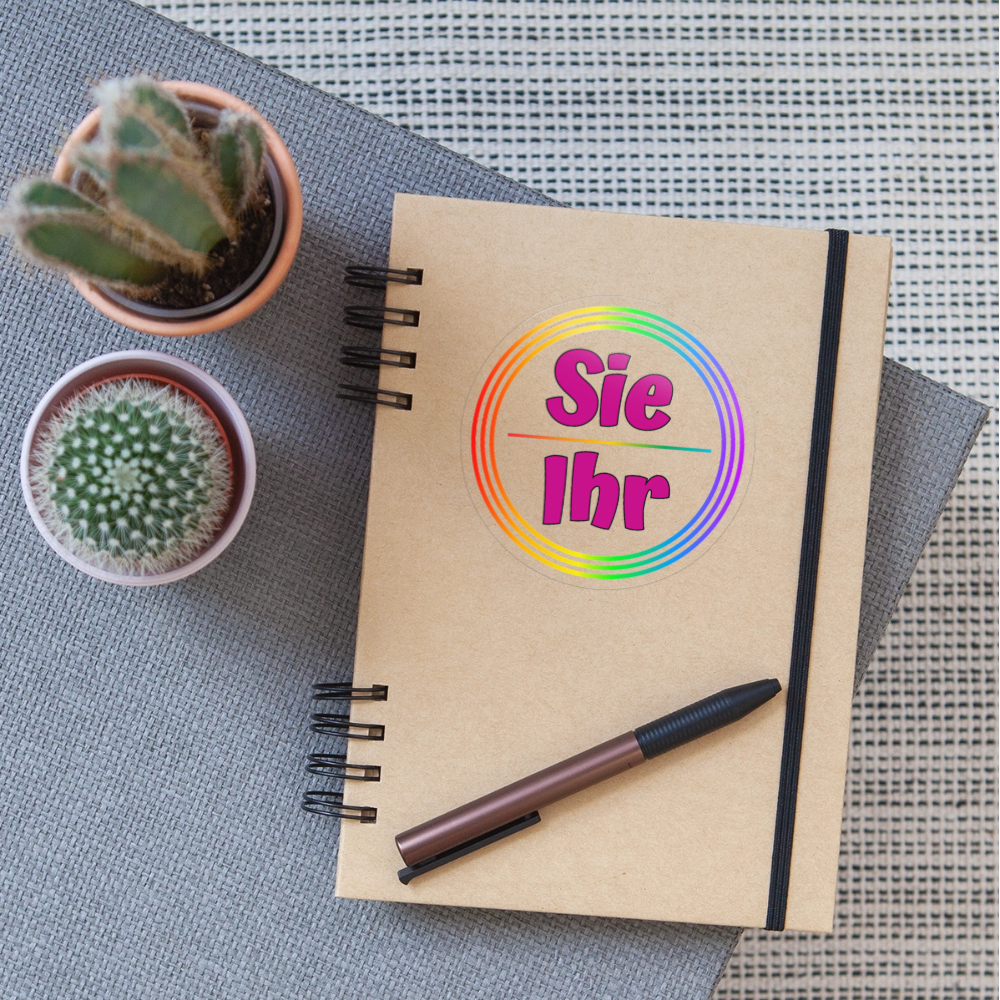 Sie/Ihr Pronomen Regenbogenkreis - Sticker (groß) - Transparent glänzend