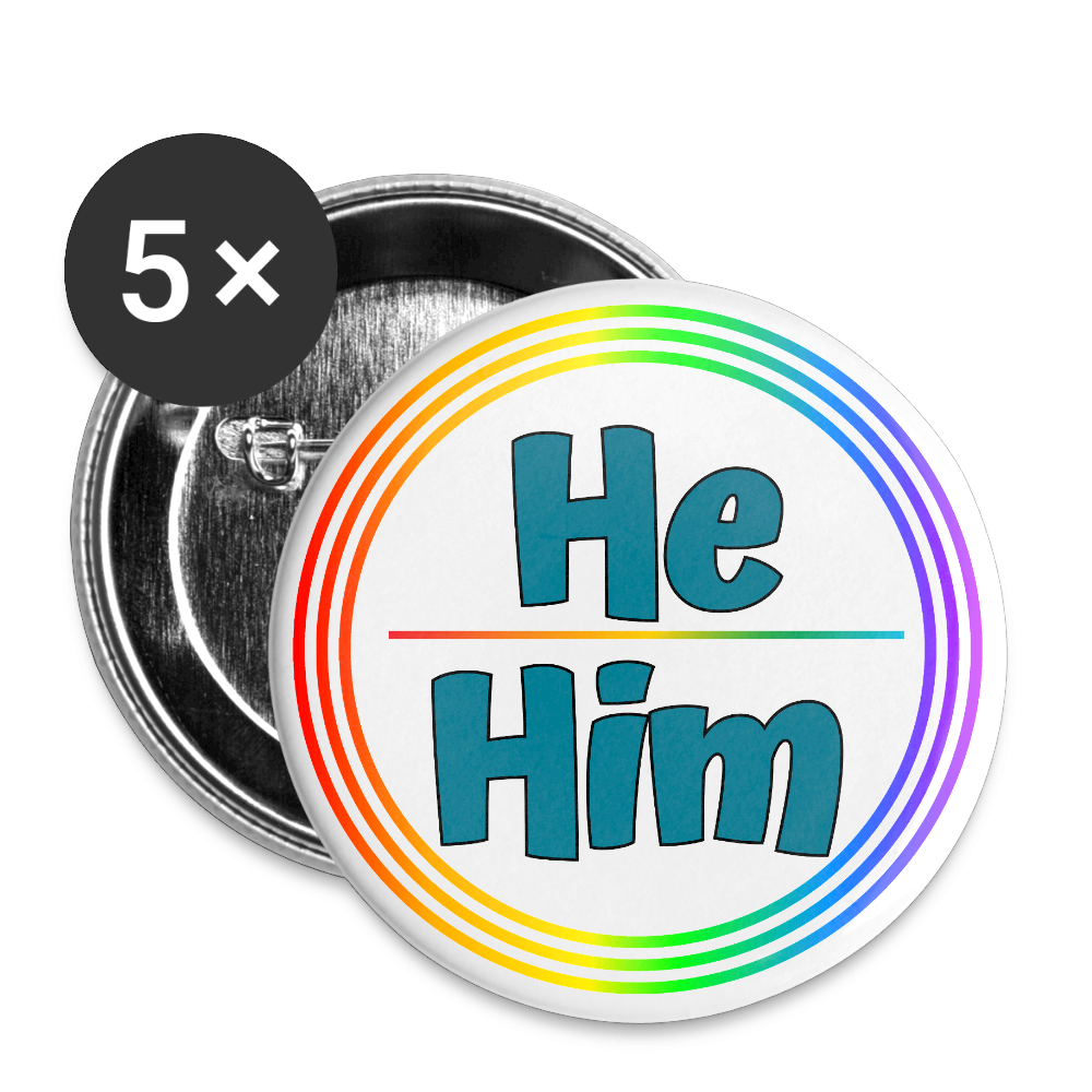 He/Him Pronomen Regenbogenkreis - Buttons klein 5x - Weiß