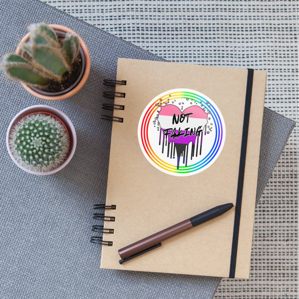 Genderfluid Not Faking "Regenbogenkreis Edition" - Sticker (groß) - Weiß glänzend