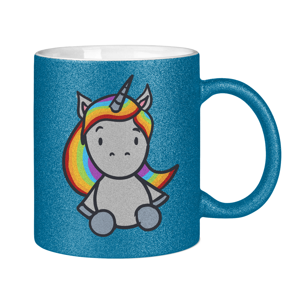Einhorn mit Regenbogen Haaren - Tasse (glitzern)