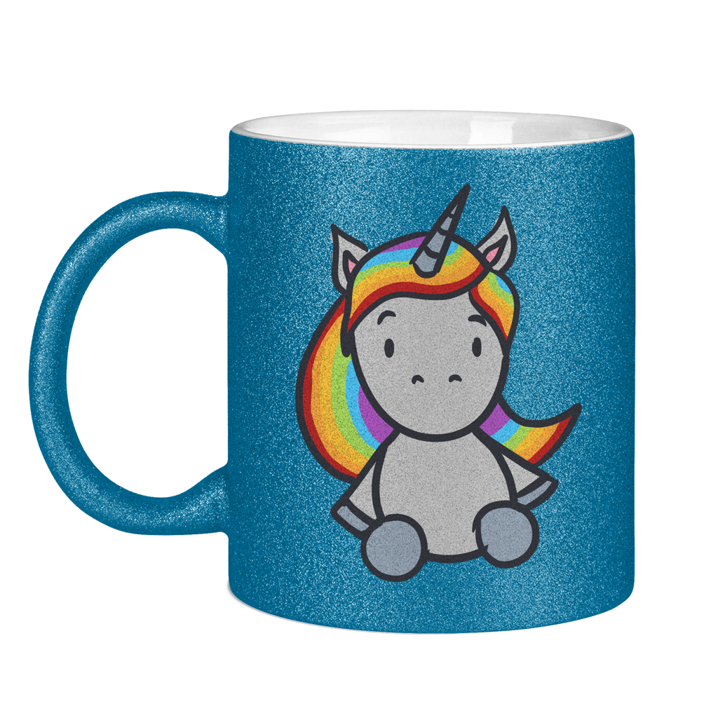 Einhorn mit Regenbogen Haaren - Tasse (glitzern)