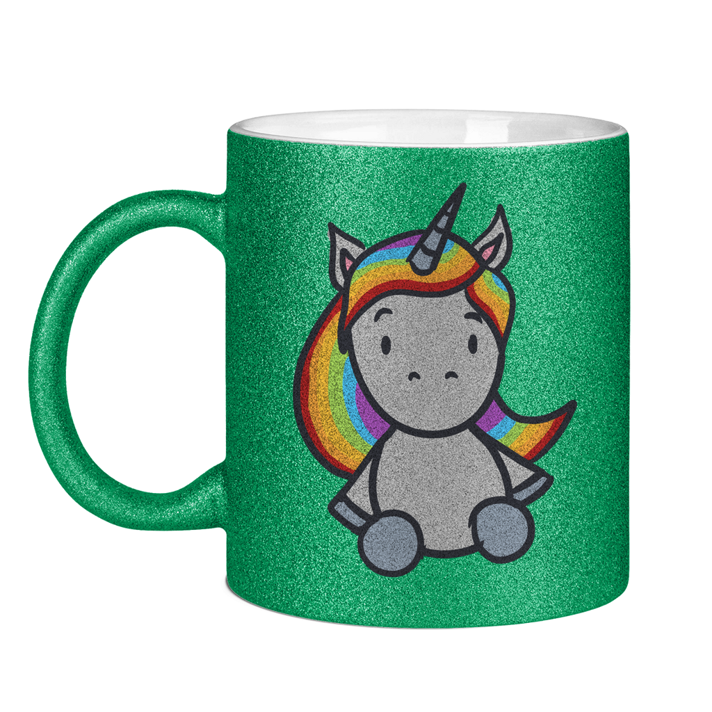 Einhorn mit Regenbogen Haaren - Tasse (glitzern)