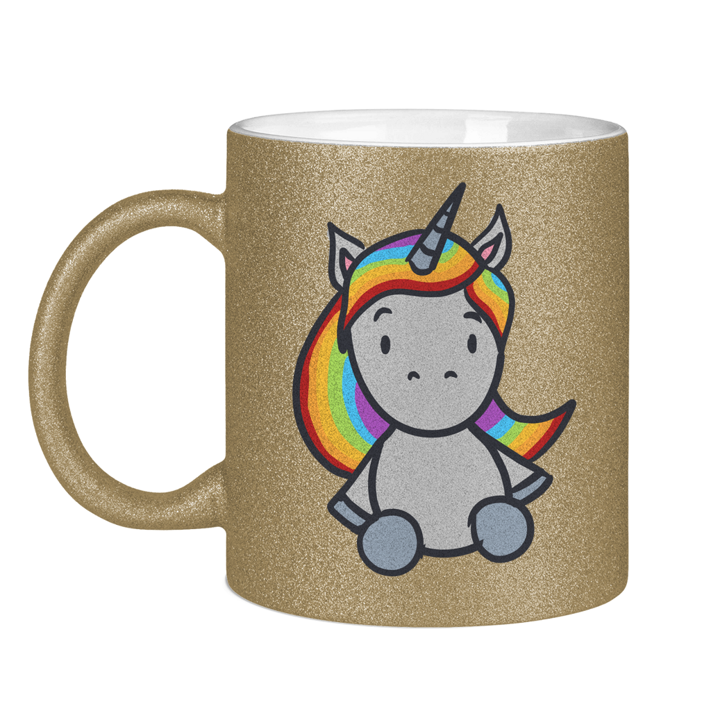 Einhorn mit Regenbogen Haaren - Tasse (glitzern)