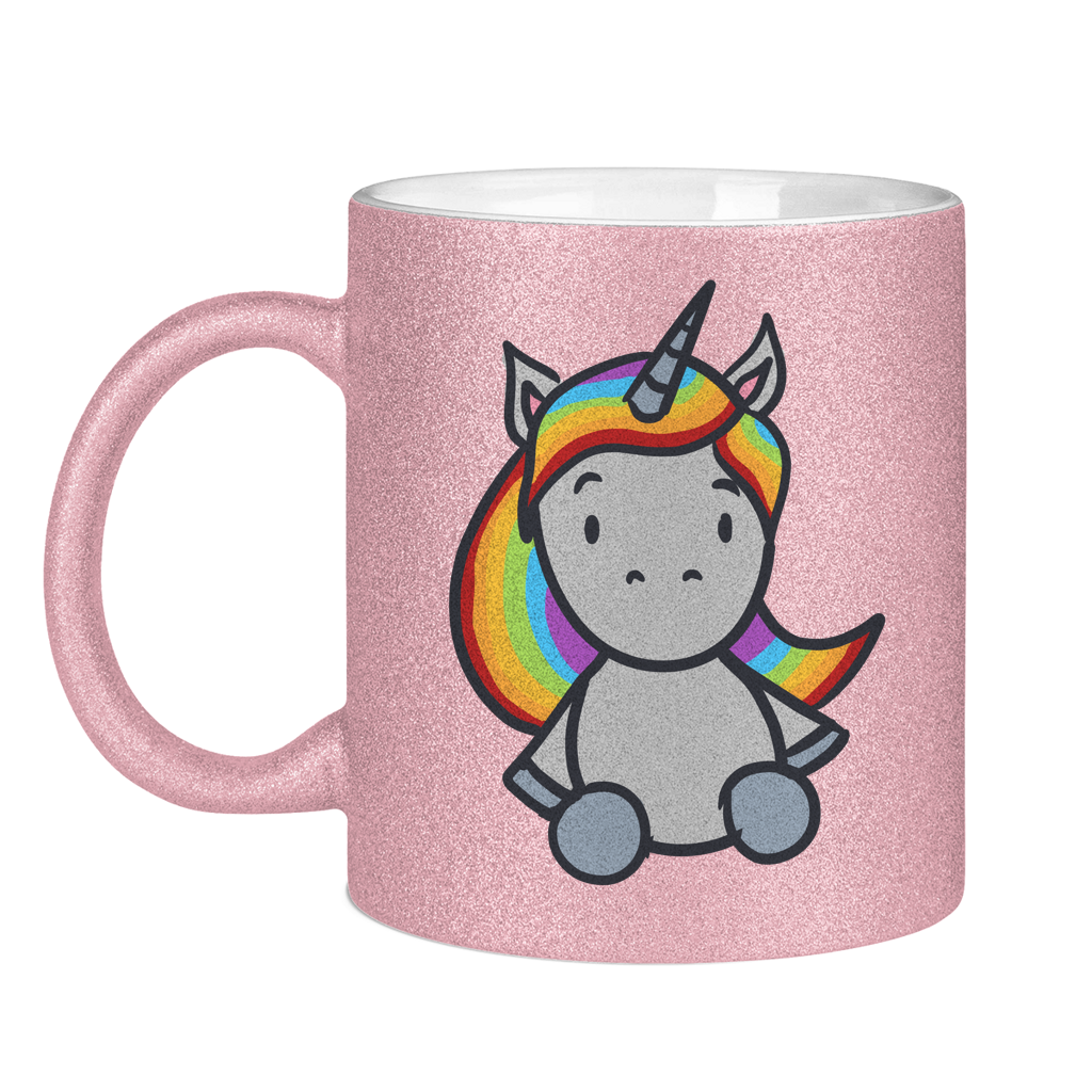 Einhorn mit Regenbogen Haaren - Tasse (glitzern)