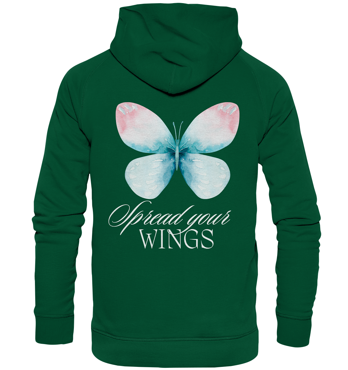 Spread your Wings (weiße Schrift) Backprint - Basic Unisex Hoodie
