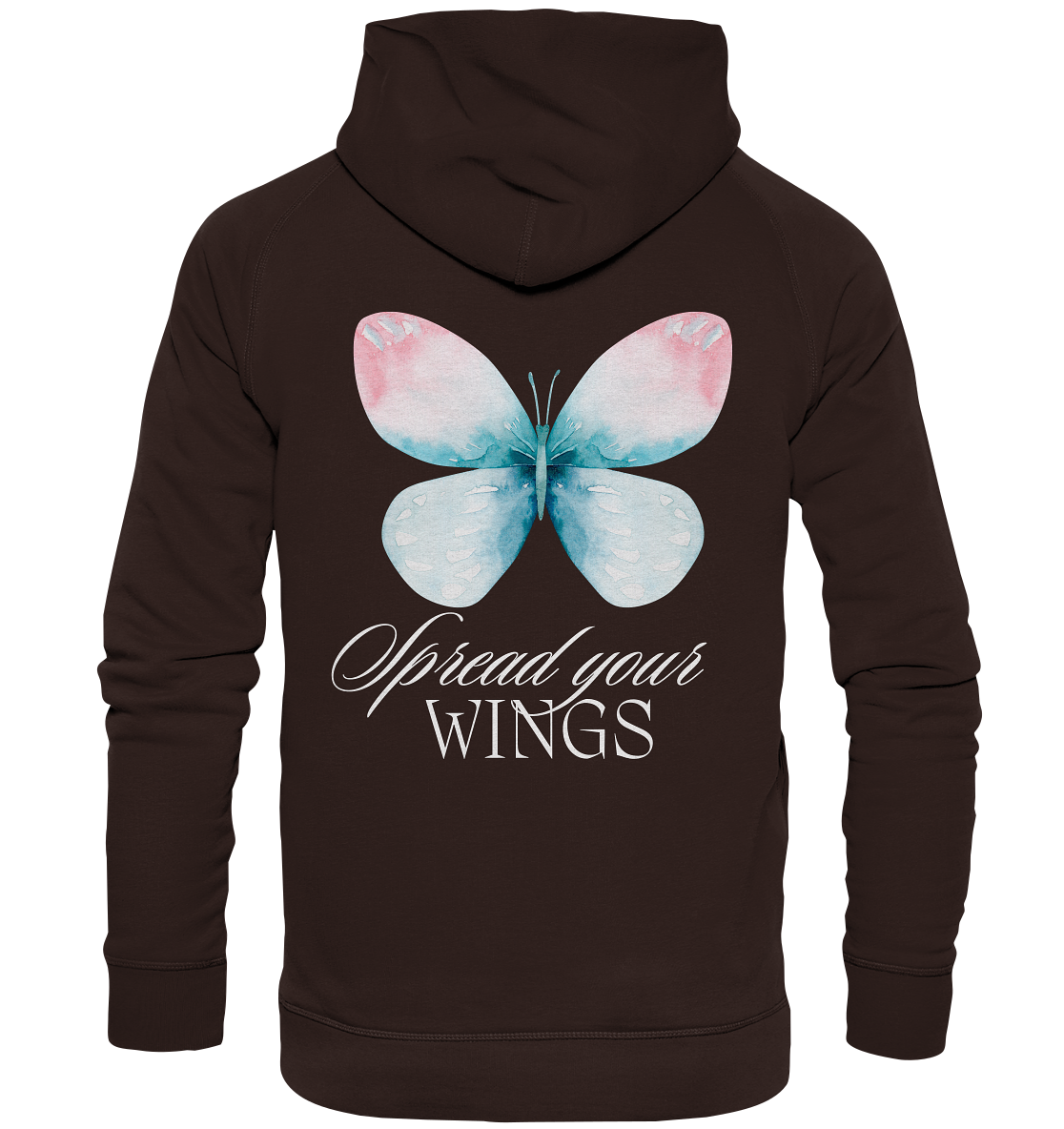 Spread your Wings (weiße Schrift) Backprint - Basic Unisex Hoodie