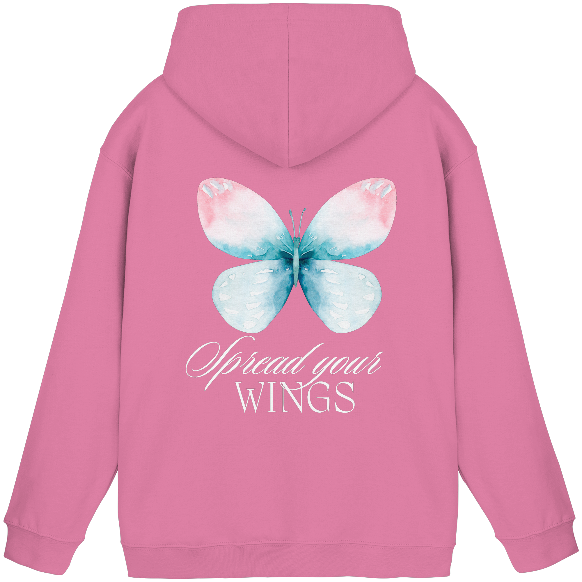 Spread your Wings (weiße Schrift) Backprint - Basic Unisex Hoodie