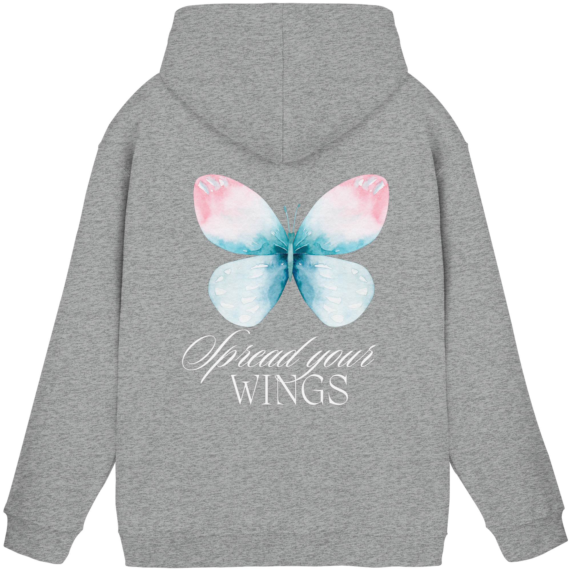 Spread your Wings (weiße Schrift) Backprint - Basic Unisex Hoodie