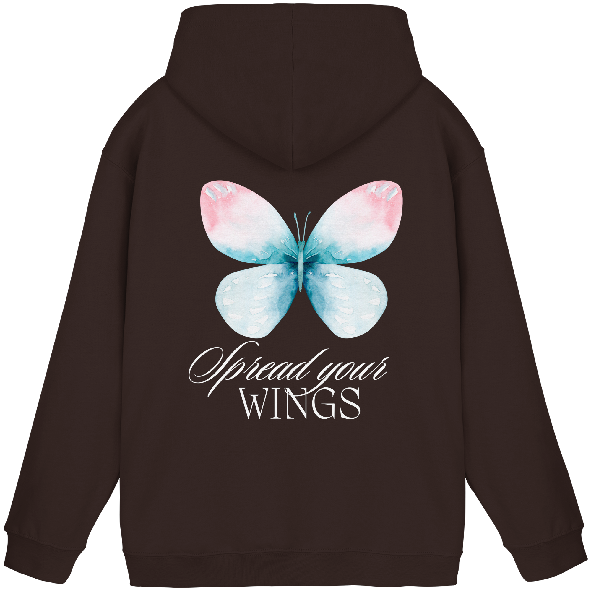 Spread your Wings (weiße Schrift) Backprint - Basic Unisex Hoodie