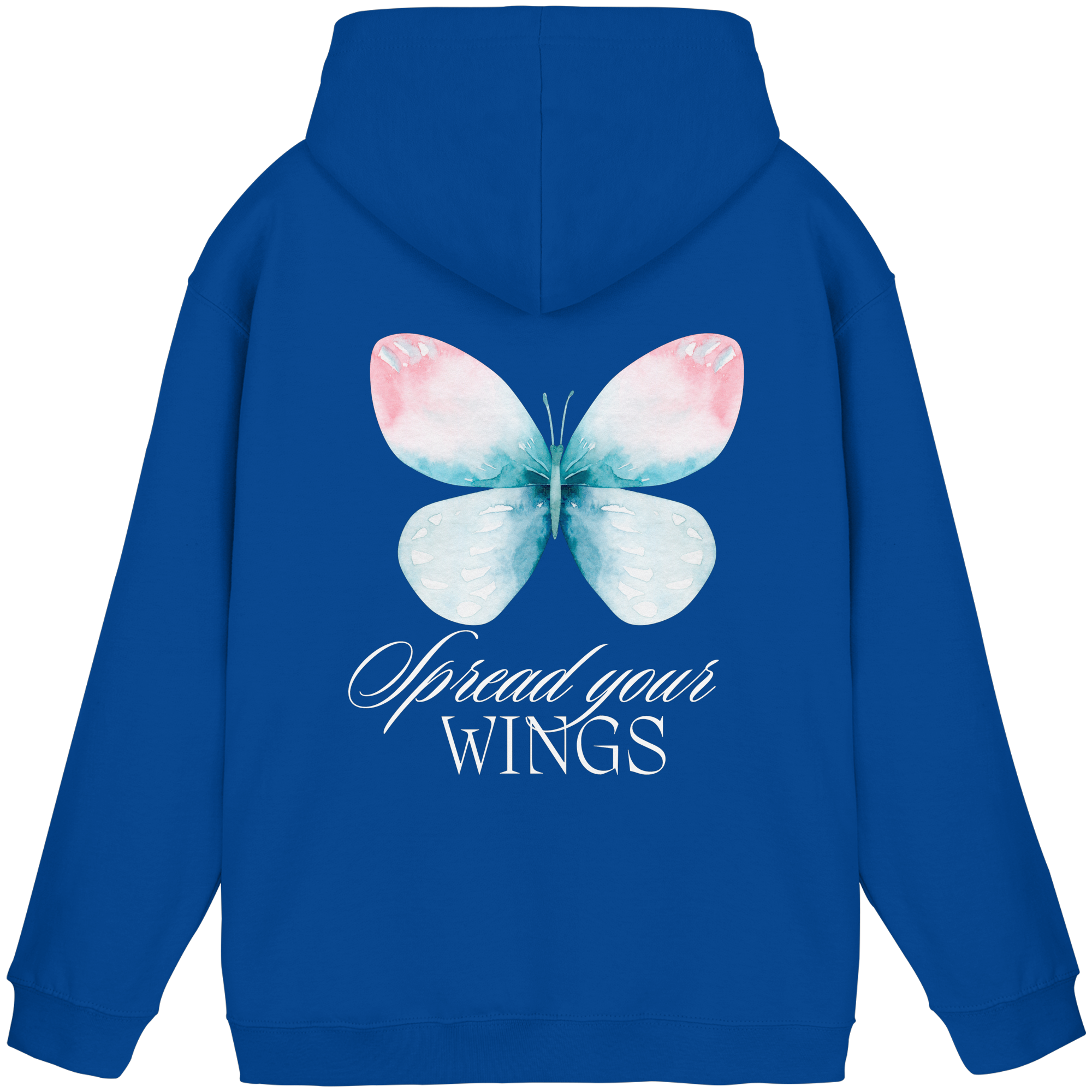 Spread your Wings (weiße Schrift) Backprint - Basic Unisex Hoodie