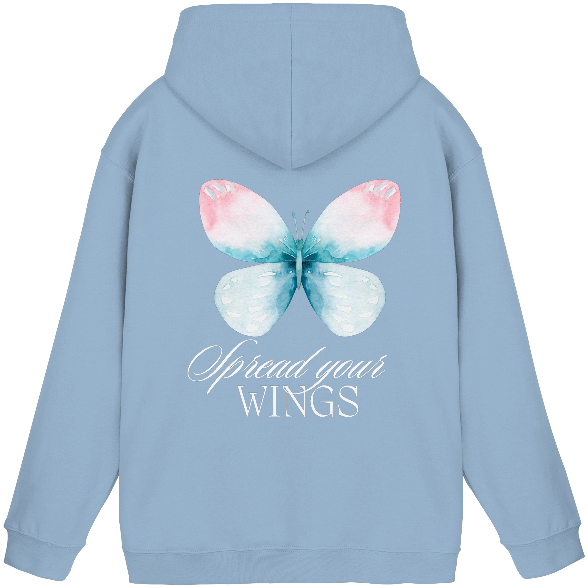 Spread your Wings (weiße Schrift) Backprint - Basic Unisex Hoodie