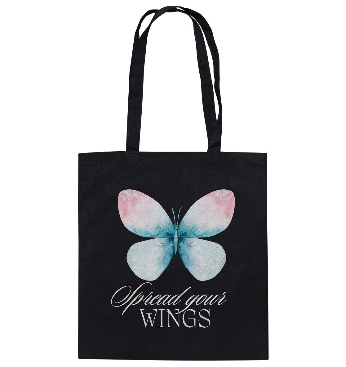 Spread your Wings (weiße Schrift) Backprint - Baumwolltasche