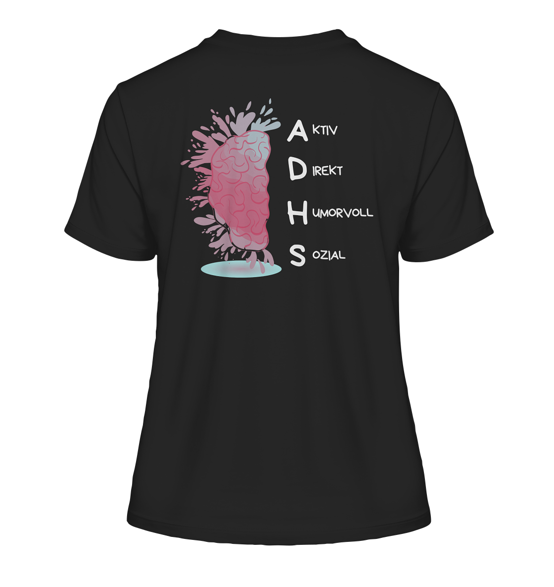 ADHS Aktiv Direkt Humorvoll Sozial Backprint - Fitted Ladies Organic Shirt