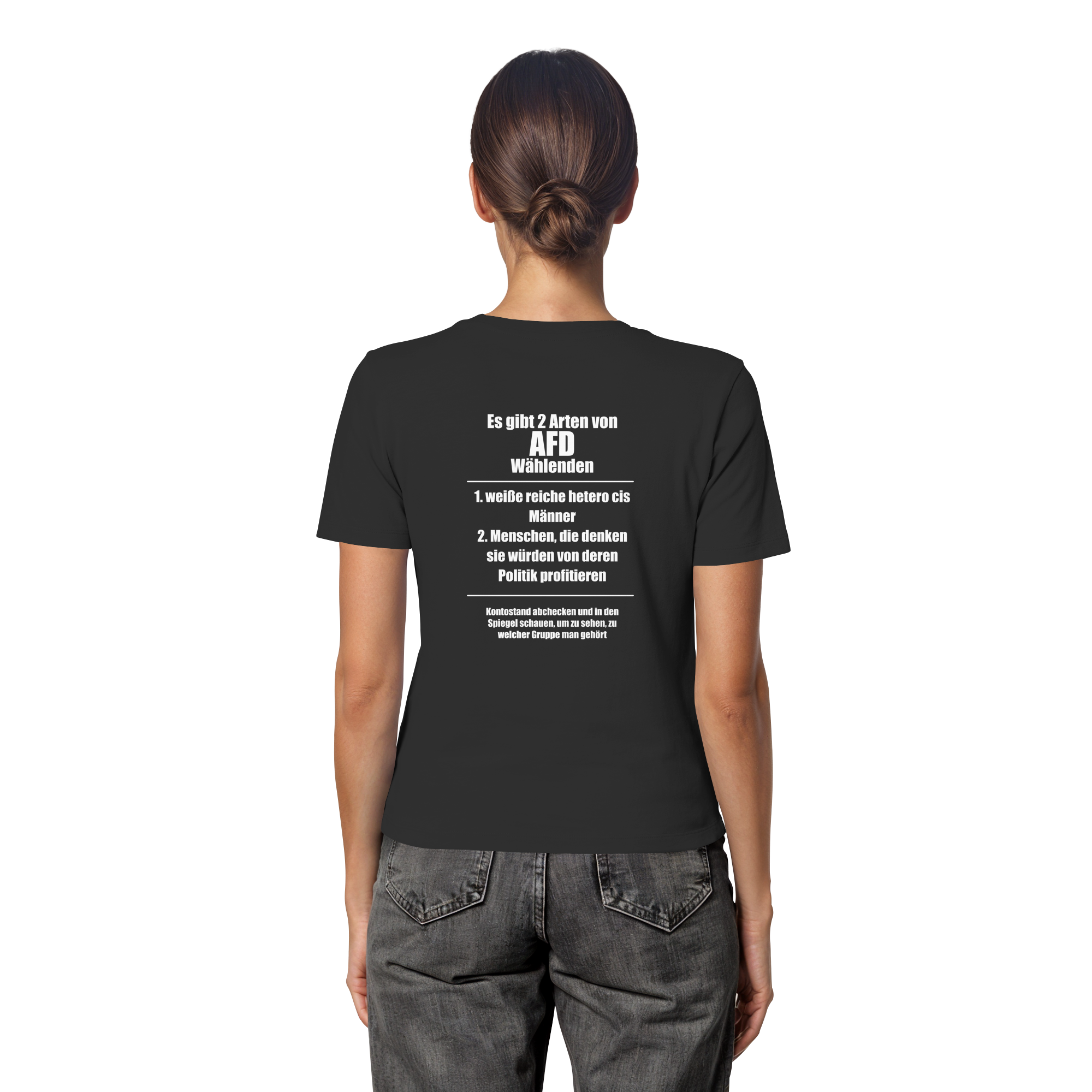Es gibt 2 Arten von AfD Wählenden Backprint (dunkel) - Fitted Ladies Organic Shirt