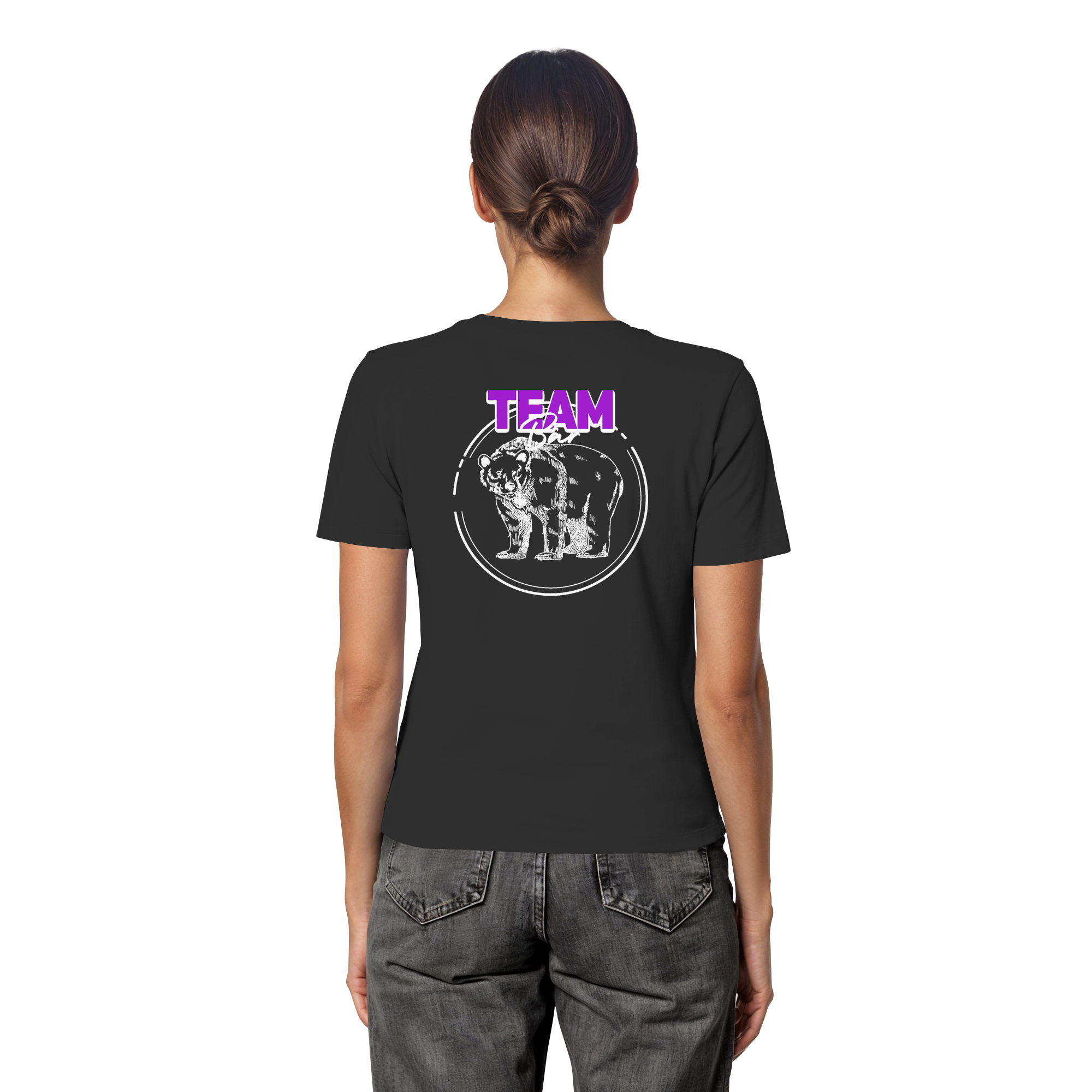 Team Bär Backprint (weiß) - Fitted Ladies Organic Shirt
