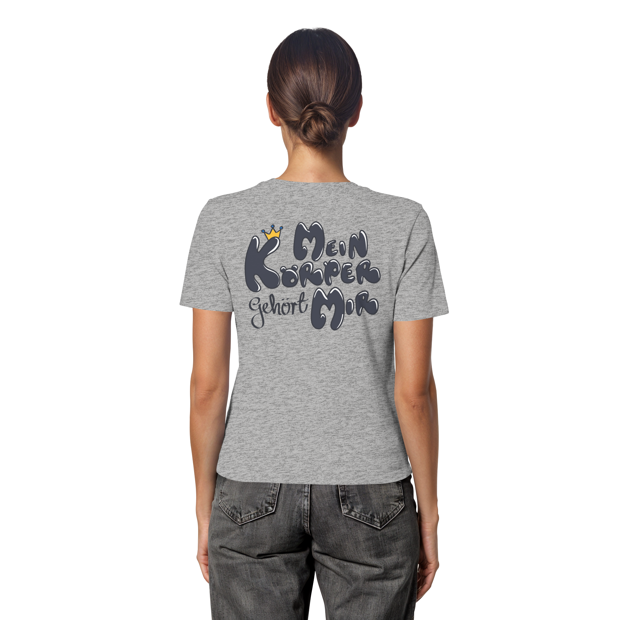 Mein Körper gehört mir "Schwarze Edition" Backprint - Fitted Ladies Organic Shirt