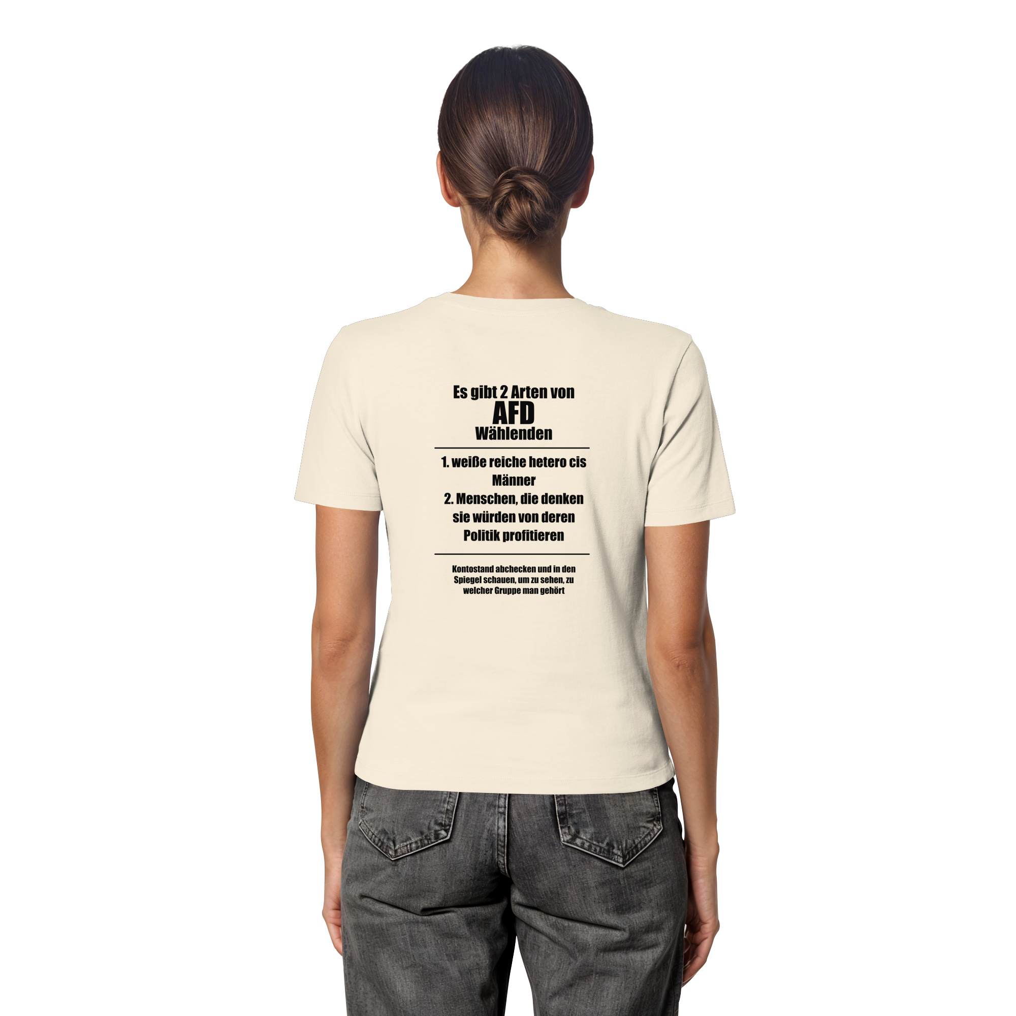 Es gibt 2 Arten von AfD Wählenden Backprint (hell) - Fitted Ladies Organic Shirt