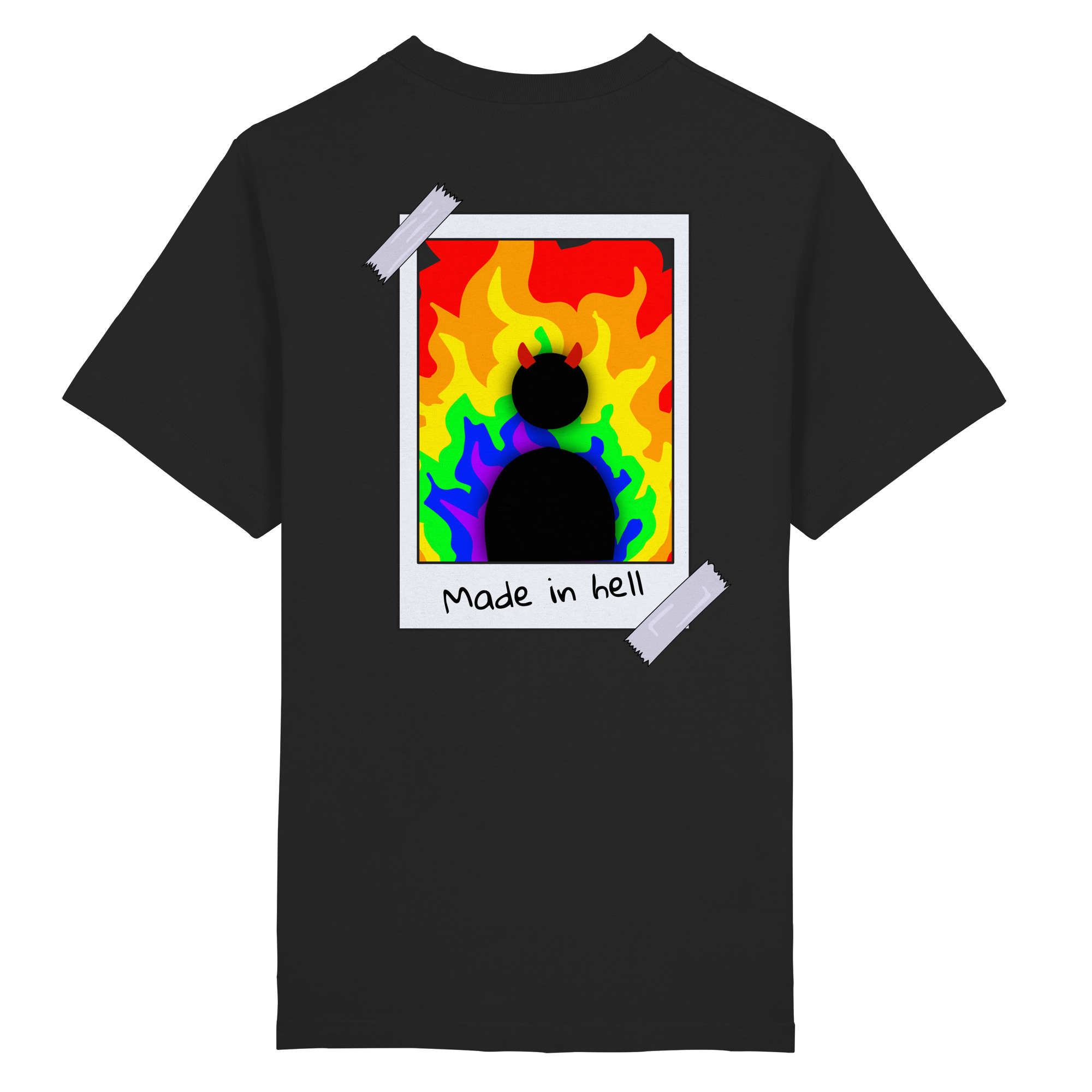 made in hell "Regenbogen Flammen Edition" Backprint - Heavy Oversized Organic Shirt