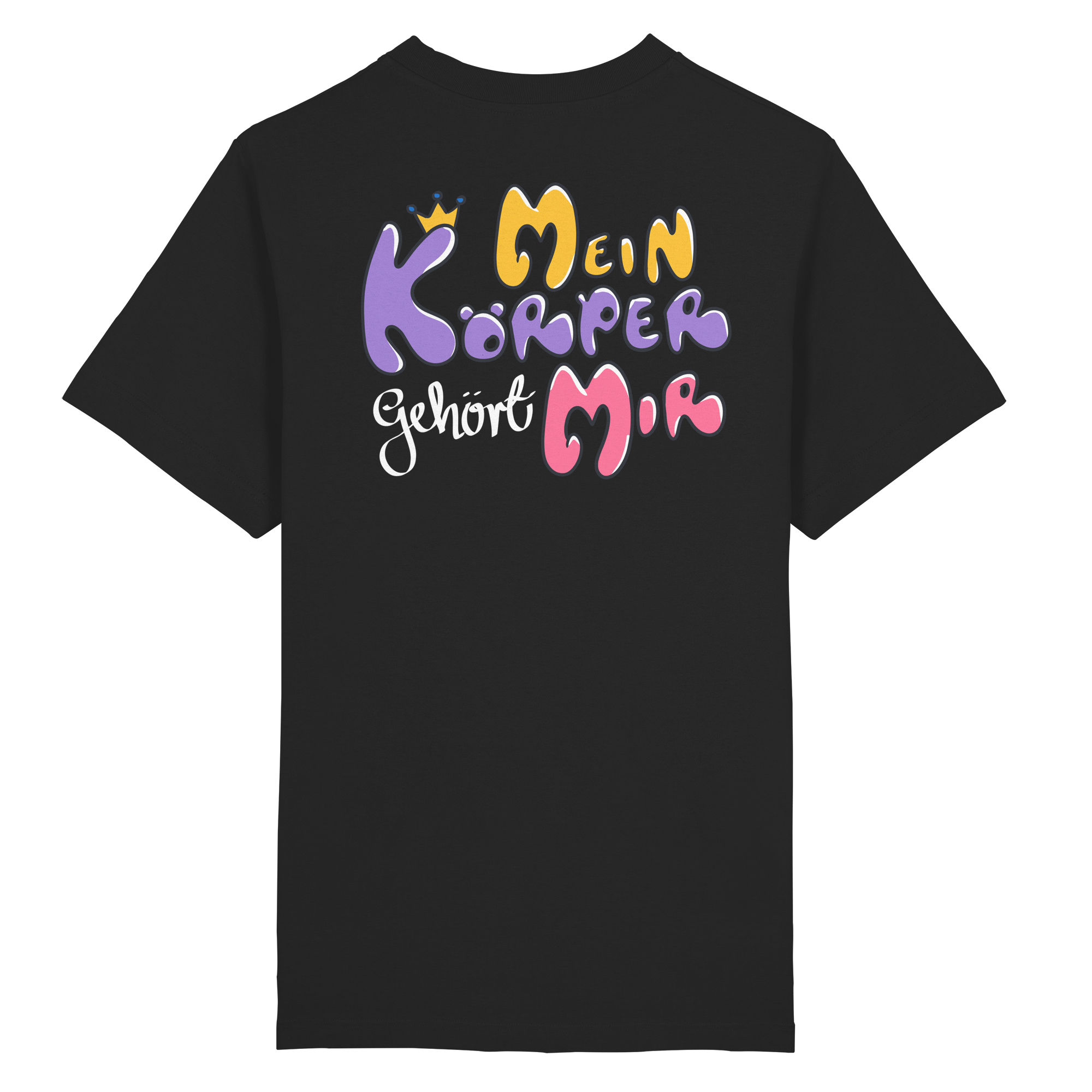Survivor Queens Logo mit "Mein Körper gehört mir" Backprint (dunkel) - Heavy Oversized Organic Shirt