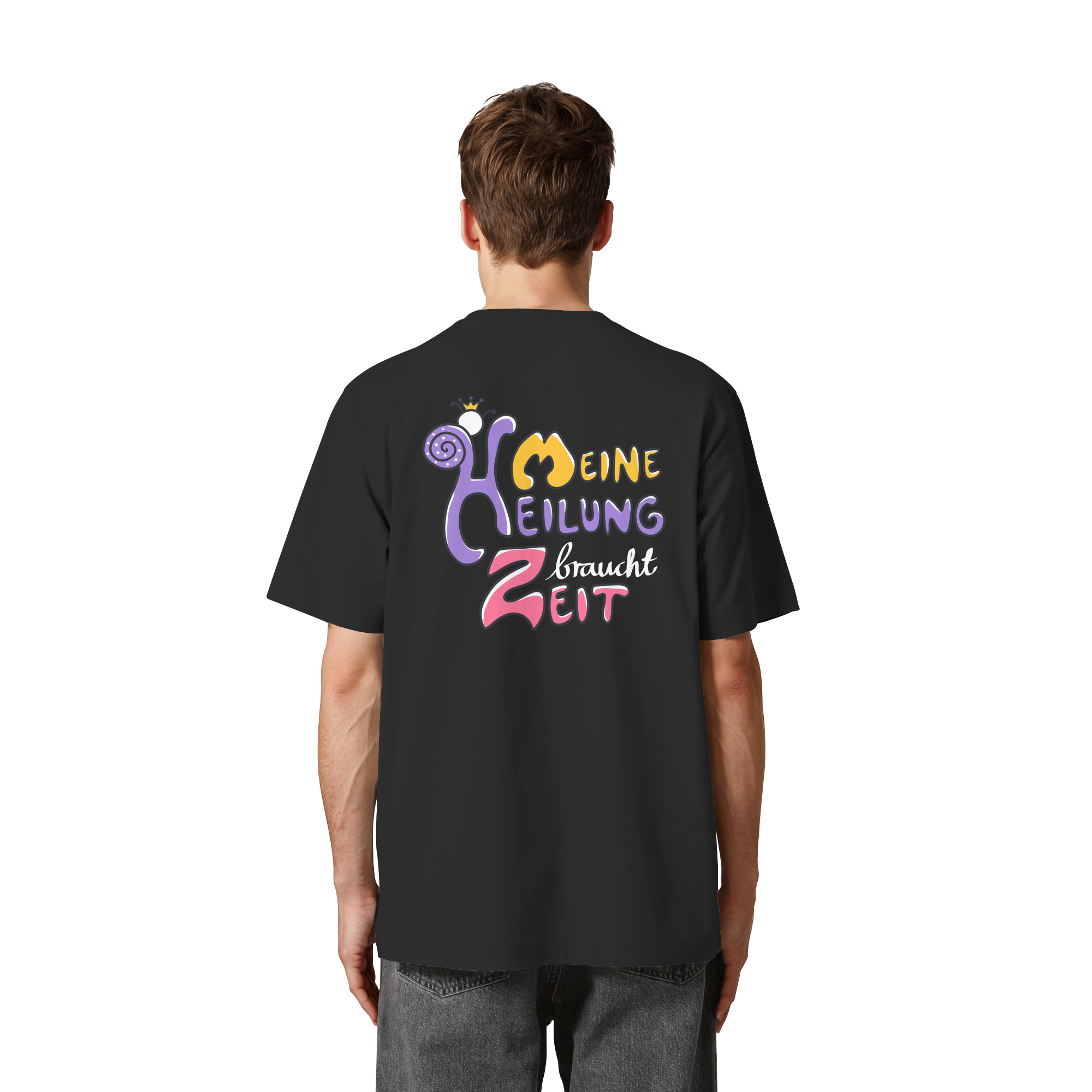 Meine Heilung braucht Zeit "Bunte Edition" Backprint - Heavy Oversized Organic Shirt