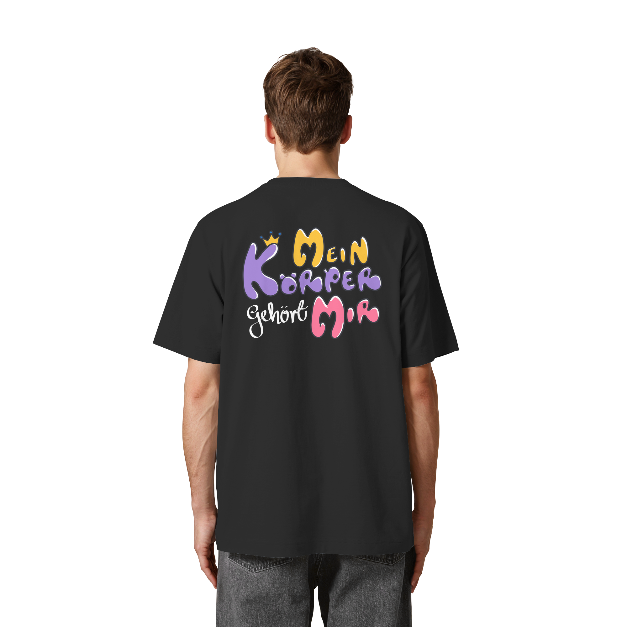 Survivor Queens Logo mit "Mein Körper gehört mir" Backprint (dunkel) - Heavy Oversized Organic Shirt
