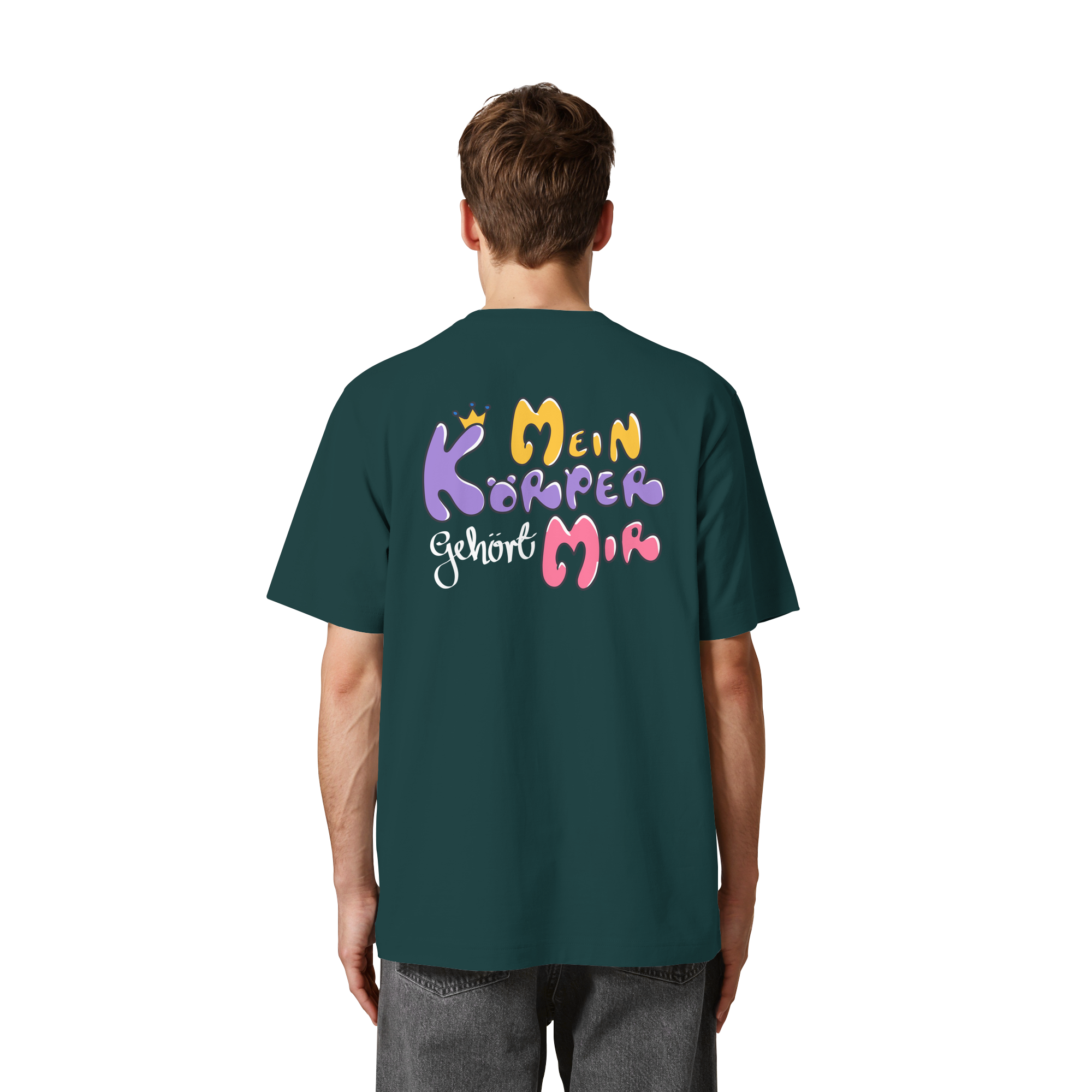 Survivor Queens Logo mit "Mein Körper gehört mir" Backprint (dunkel) - Heavy Oversized Organic Shirt