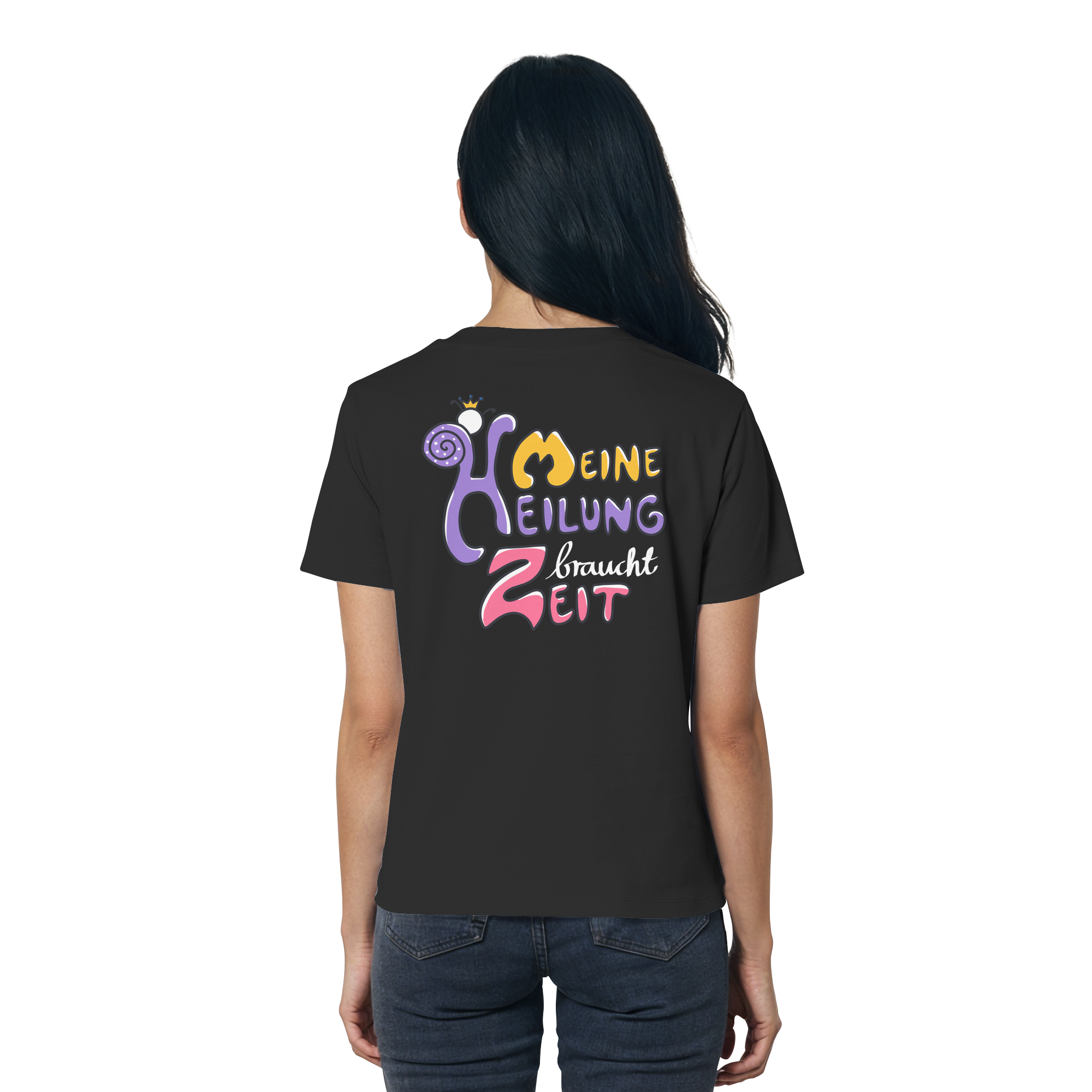 Meine Heilung braucht Zeit "Bunte Edition" Backprint - Ladies Organic Shirt