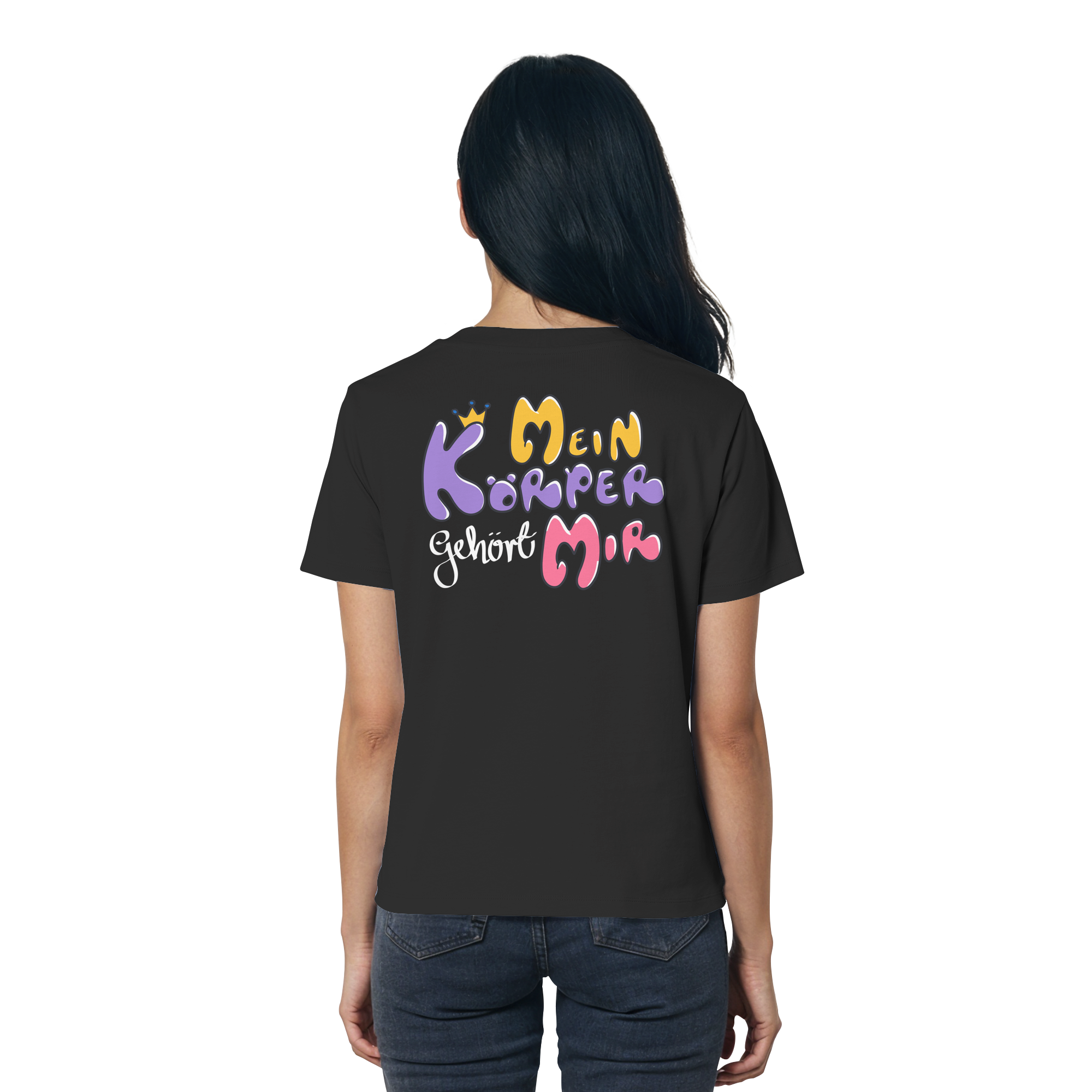 Survivor Queens Logo mit "Mein Körper gehört mir" Backprint (dunkel) - Ladies Organic Shirt