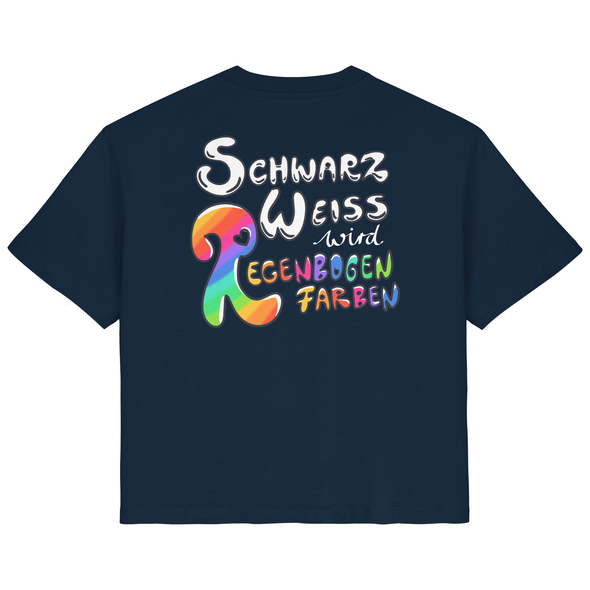 Schwarz Weiß wird Regenbogen Farben Backprint (dunkel) - Ladies Organic Shirt