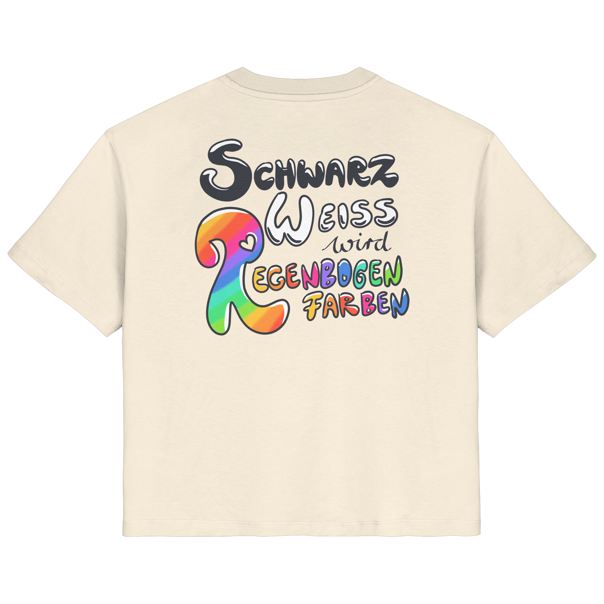 Schwarz Weiß wird Regenbogen Farben Backprint (hell) - Ladies Organic Shirt