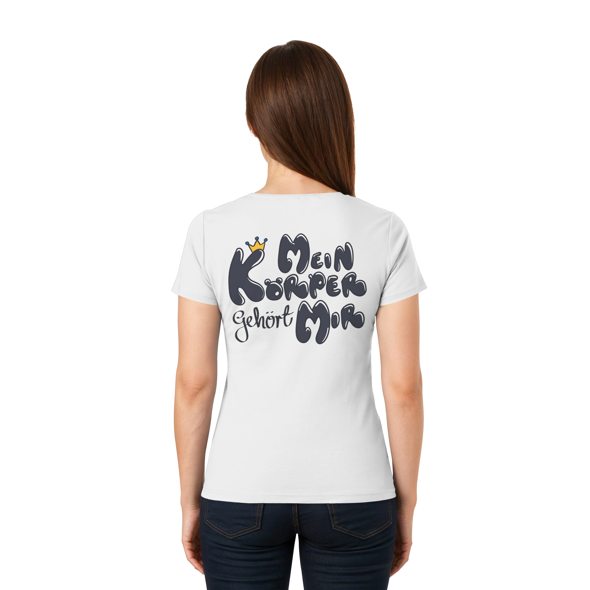 Mein Körper gehört mir "Schwarze Edition" Backprint - Ladies V-Neck Shirt